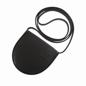 신품과 같은 상태의 로에베 아나그램 숄더 스트랩 101950 카프 블랙 동전 지갑 검정 0003【중고】LOEWE 남성용