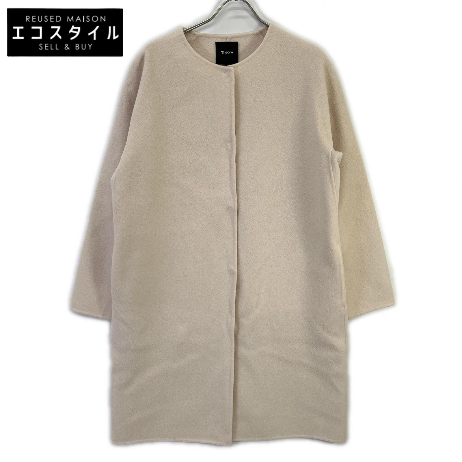 セオリー 25AW 01-5403725 ｸﾞﾚｰ ｳｰﾙ×ｶｼﾐﾔ 畦編みﾎﾞﾀﾝﾆｯﾄｶｰﾃﾞｨｶﾞﾝ P