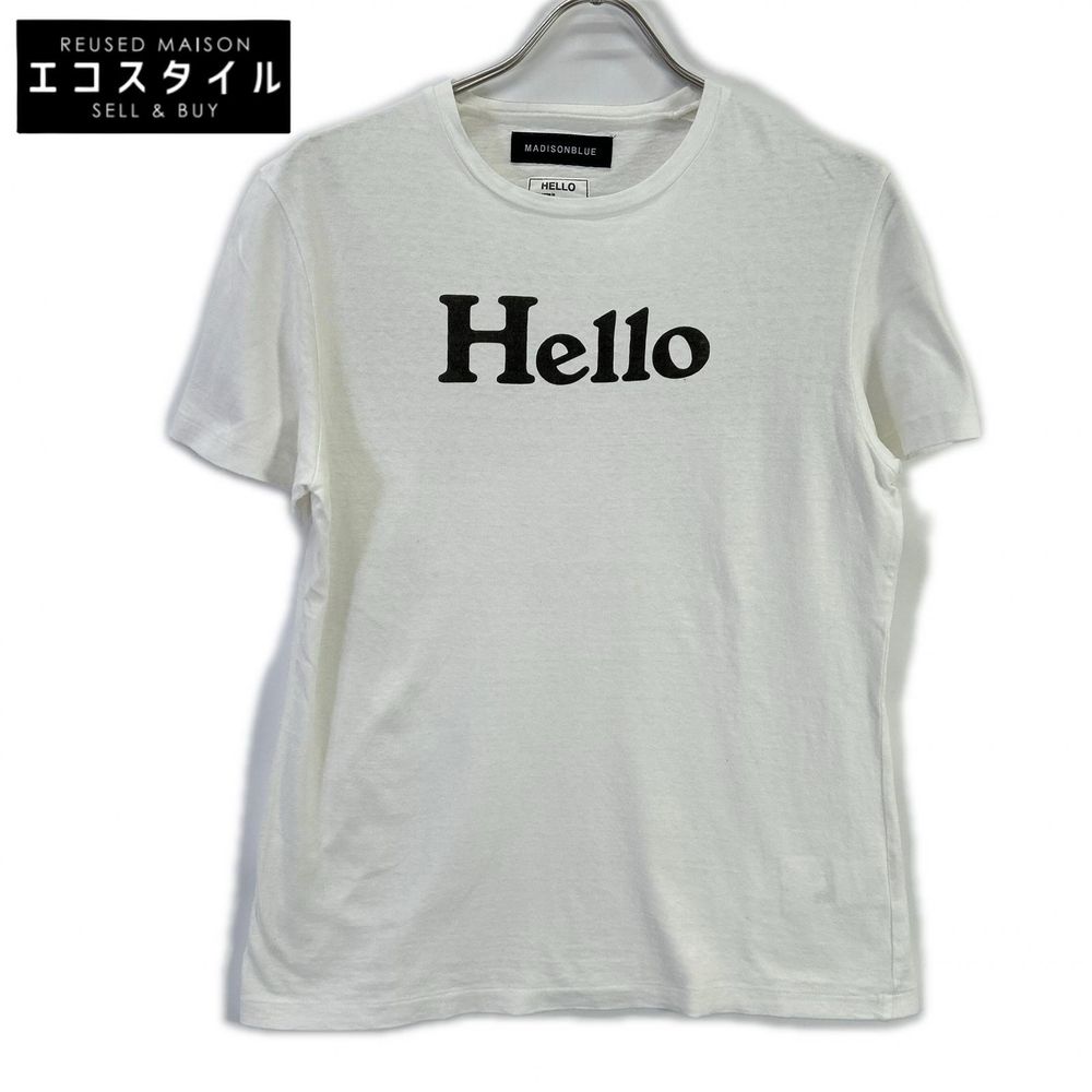 Madisonblue MB184-7014 White x Black HELLO Short Sleeve Cutsew 01 