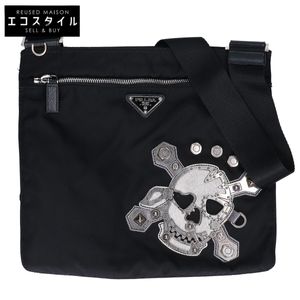 Prada 【Excellent Condition】VA0859 TESSUTO+SAFFIANO Tessuto Nylon/Saffiano Metal Skull Triangle Plate 【Used】
