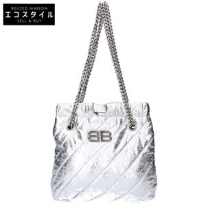 Balenciaga 742942 Metallic Calf Silver Crash XS Tote - [Used]
