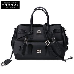 Balenciaga 812545 Black x Silver Natural Smooth Calf BEL AIR CARRY ALL S / Bel Air Carry All Bag Small - [Used]