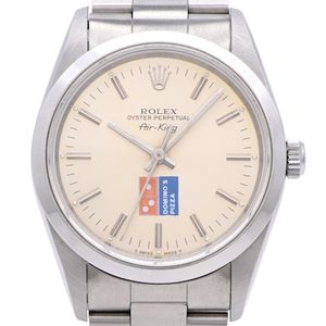 미품 롤렉스 에어킹 도미노피자 14000 자동식 S번 손목시계 SS 실버 1573【중고】ROLEX 남성용