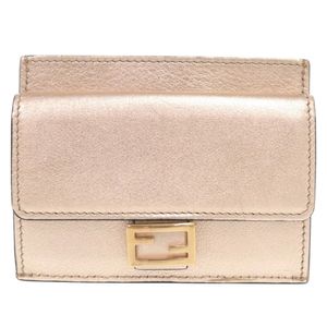 미품 펜디 바게트 8M0423 레더 샴페인 핑크 카드 케이스 동전 케이스 0869【중고】FENDI