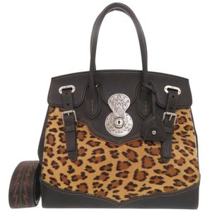 Like New Ralph Lauren Ricky 33 Leopard Leather Calf Hair Black Braun 2-Way Handbag Shoulder Bag Black 0452 [Used] RALPH LAUREN