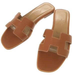 미품 에르메스 오란 사이즈 36 1/2 가죽 브라운 샌들 갈색 0688【중고】HERMES