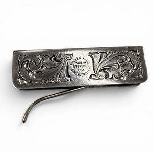 Excellent condition ▼ SILVER KING Antique finish Square Bill Clip Money Clip Silver Made in USA Men's