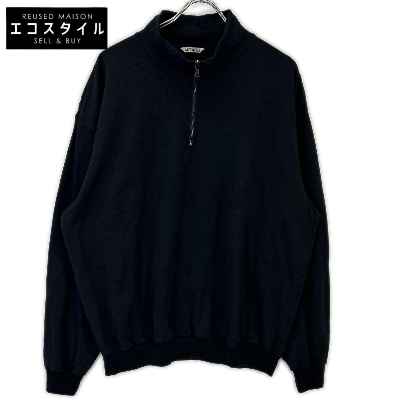 Auralee A25AP01WU Black Light Wool Sweat Half Zip 5[Used] | 日本