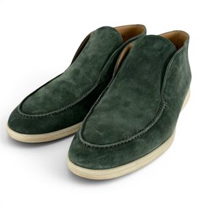 Excellent condition ▲ Loro Piana 52629L OPEN WALK suede leather ankle boots, green, size 40.5, made in Italy, men's.