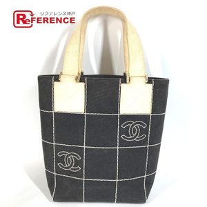 CHANEL 8232*** Chocolate Bar CC Coco Mark Logo Tote Bag