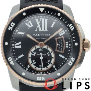 カルティエ カリブル ドゥ カルティエ ダイバー ウォッチ Calibre de Cartier Diver W7100055 箱 保証書 K18PG/SS/ラバー メンズ時計 ブラック 美品 【中古】