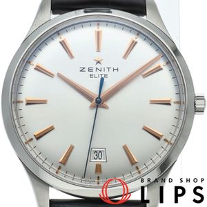 ゼニス キャプテンエリート セントラル セコンド ウォッチ 40mm メーカーOH済(保証期間中） Captain Central Second 03.2020.670/01.C498 箱 保証書 修理書 SS/革 メンズ時計 シルバー OH・仕上げ済 美品 【中古】