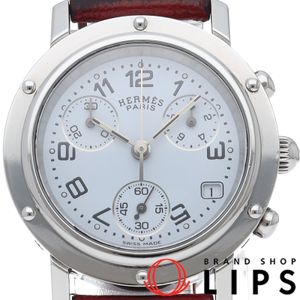 エルメス クリッパー クロノグラフ レディース時計 Clipper Chronograph CL1.310 箱 保証書 SS/革 レディース時計 ホワイト 仕上げ済 美品 【中古】