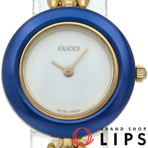 グッチ チェンジベゼル レディース時計 Change Vezel Ladies 11/12.2 箱 チェンジベゼル×6 GP レディース時計 ホワイト OH・仕上げ済 美品 【中古】