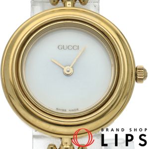 グッチ チェンジベゼル レディース時計 Change Vezel Ladies 11/12.2 箱 ベゼル×5 GP レディース時計 ホワイト 美品 【中古】