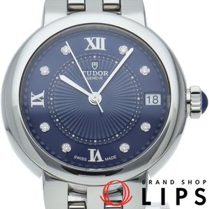 튜더 클레어 드 로즈 시계 34mm 8P 다이아 Clair de Rose M35800-0010 박스 보증서 스테인리스 스틸 여성용 시계 블루 마감済 미품 【중고】