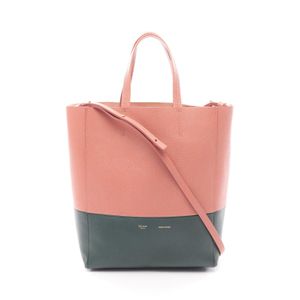 【二手】Celine CELINE Tote Bag Vertical Small Cabas 2WAY 189813 粉紅色/綠色皮革 Vertical Cabas Small 女士二手 A