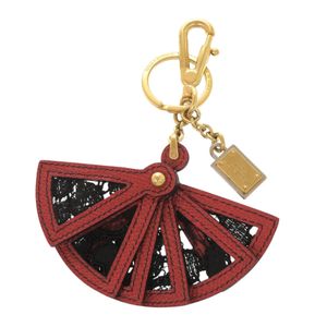 成色極佳 Dolce & Gabbana 扇形圖案金屬皮革RED/黑鑰匙圈 0708 [二手] DOLCE&GABBANA