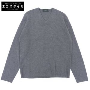 Zanone Wool V-Neck Knit Top, Men's, Gray, Size 46 (Used) - Excellent Condition