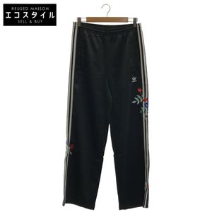 Adidas IT5377 Black Floral Embroidered Track Pants, Size M [Used]