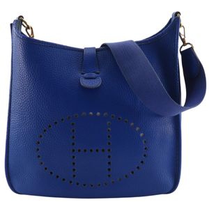 Hermes Evelyne 1 GM Shoulder Bag, Evelyne Ardennes, 1995, Blue/Gold Hardware, Crossbody/Shoulder Bag, Snap Button, Women's [Used]