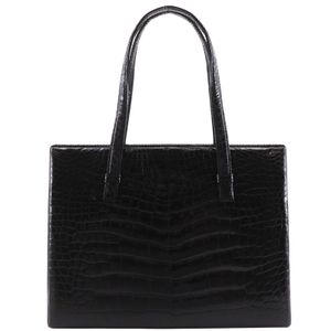LOEWE handbag, crocodile leather, black, tote bag, magnetic closure, women's [used]