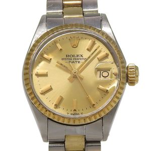 ROLEX Oyster Perpetual Date Watch 6517, Stainless Steel x 18K Yellow Gold, Automatic Movement, Analog Display, Gold Dial, Ladies' [Used]