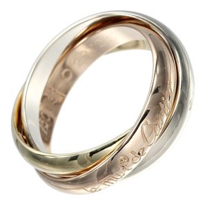 Cartier Trinity ring, size 11.5, 3.4mm band, 18K gold (YG x PG x WG), approx. 7.88g, women's. [Pre-owned]