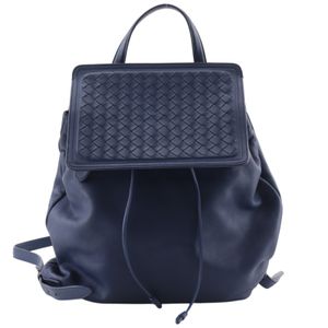 Bottega Veneta Intrecciato Backpack/Daypack, Calfskin, Blue, Shoulder Bag/Handbag, 2-way, A5 Size, Magnetic Closure, Women's [Used]