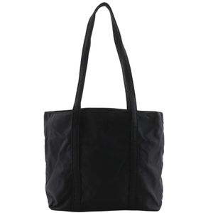 Prada PRADA Logo Embroidered Tote Bag, Nylon, Black, Shoulder Bag, A4 Size, Open, Logo Embroidery, Women's [Used]