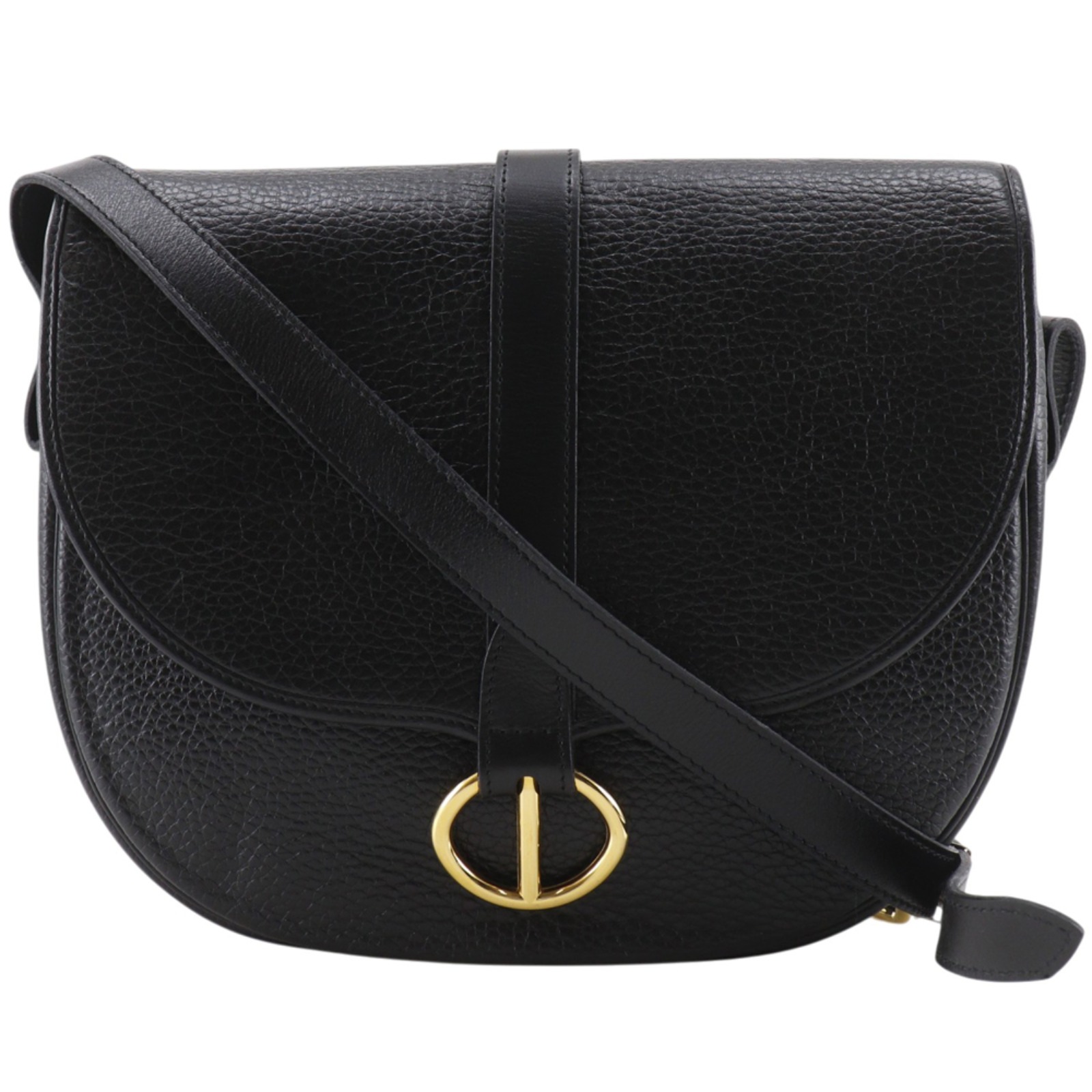 Christian Dior CD Logo Shoulder Bag, Vintage, Calfskin, Black