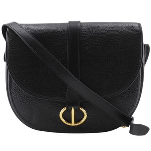 Christian Dior CD Logo Shoulder Bag, Vintage, Calfskin, Black, Crossbody/Shoulder Bag, A5 Size, Magnetic Closure, CD Logo, Women's [Used]