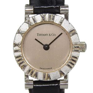 Tiffany & Co. Atlas Watch D286753 Stainless Steel x Leather Quartz Analog Display Silver Dial Ladies [Used]