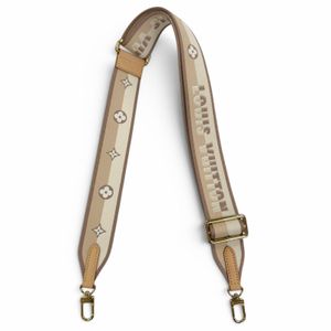 成色極佳☆LOUIS VUITTON)路易威登標誌設計皮革肩帶，米色，金色五金配件，附贈女士防塵袋