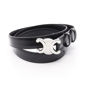 【二手】Celine CELINE男士 Triomphe 系列中型皮帶 25MM 銀色五金 45AKA3A0138SI95 真皮皮帶 全新