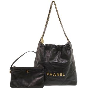 미품 샤넬 샤넬22 스몰 AS3260 카프레더 블랙 토트백 검정 0129【중고】CHANEL