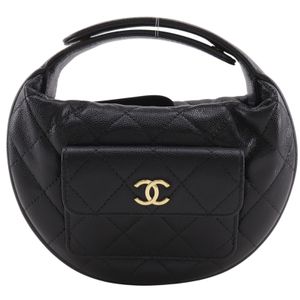 Chanel CHANEL Mini Bag Handbag Matelassé AP3467 Caviar Leather Black Tote Bag Zipper Mini bag Women's [Used]