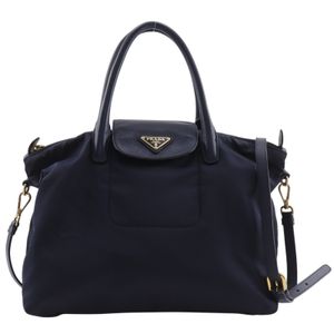 Prada PRADA 2-Way Shoulder Handbag, Nylon, Navy, Crossbody, Shoulder Bag, Handbag, 2-Way, A5 Size, Zipper, 2WAY Shoulder, Women's [Used]
