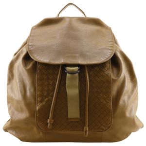 Bottega Veneta Intrecciato Backpack/Daypack, Calfskin, Beige, Shoulder Bag/Handbag, A4 Size, Belt Buckle, Men's [Used]