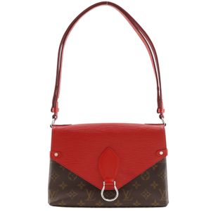 Louis LOUIS VUITTON Saint Michel Shoulder Bag M44031 Monogram Canvas x Epi Leather 2017 Brown/Red CA4187 Crossbody/Shoulder Bag, A5 Size, Magnetic Closure, Women's [Used]