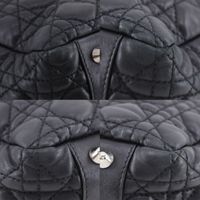 크리스찬 디올 Dior 레이디 디올 토트백 카나주 체인 토트 램스킨 블랙 어깨걸이, 손잡이, A5 자석 타입 레이디 디올 여성용【중고】