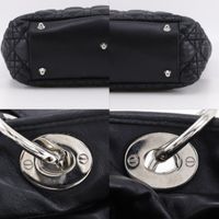 크리스찬 디올 Dior 레이디 디올 토트백 카나주 체인 토트 램스킨 블랙 어깨걸이, 손잡이, A5 자석 타입 레이디 디올 여성용【중고】