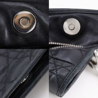 크리스찬 디올 Dior 레이디 디올 토트백 카나주 체인 토트 램스킨 블랙 어깨걸이, 손잡이, A5 자석 타입 레이디 디올 여성용【중고】