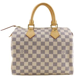 Louis LOUIS VUITTON Speedy 25 handbag, N41371, Damier Azur canvas, 2008 model, white, SP1088, tote bag, A5 size, zipper closure, women's [used]