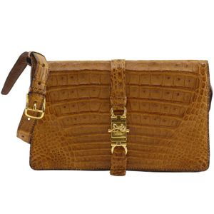CELINE Horse Bag, 2-way shoulder bag, vintage crocodile leather, brown, shoulder bag, 2-way flap, women's [used]