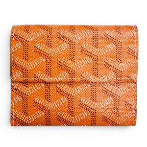全新未使用 △ GOYARD Marigny Goyardine 帆布皮革零錢包 橙色 法國製造 男士 帶盒