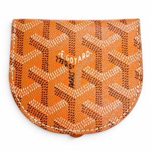 全新未使用 △ GOYARD Raspail Goyardine 帆布皮革半圓形零皮夾/小皮夾 橘色 法國製造 男士 附盒