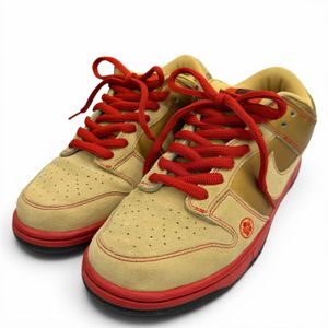 Unused item ▼NIKE 304292-771 NIKE DUNKLOW PRO SB Moneycat Suede Leather Low-Cut Sneakers Beige Gold RED 27.5 Men's With Box