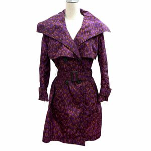 Excellent condition ★ LOUIS VUITTON Leopard print trench coat with logo buttons and belt, purple, size 40, made in Italy, authentic, women's.