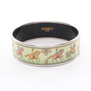 [Used] Hermes HERMES Bangle Email GM Horse Pattern Stainless Steel Bangle Women's Used A